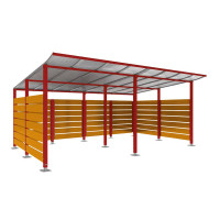 Container Shelter | Capacity: 16x240L (2-wheeled) / 6x1100L | Purple, on Floor Plates.