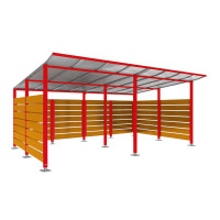 Container Canopy | Capacity: 16x240L (2-wheeled) / 6x1100L | Traffic Red, on Base Plates.