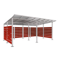 Containerüberdachung | Kapazität: 16x240L (2-rh.) / 6x1100L | Seidengrau, auf Bodenplatten