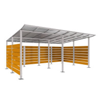 Containerüberdachung | Kapazität: 16x240L (2-rh.) / 6x1100L | Seidengrau, auf Bodenplatten