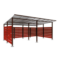 Containerüberdachung | Kapazität: 16x240L (2-rh.) / 6x1100L | Schokoladenbraun, auf Bodenplatten