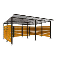 Containerüberdachung | Kapazität: 16x240L (2-rh.) / 6x1100L | Tiefschwarz, auf Bodenplatten