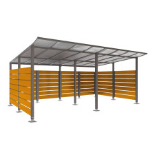 Container Shelter | Capacity: 16x240L (2-Wheelie Bins) / 6x1100L | Procity Grey, on Base Plates.