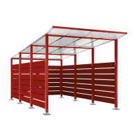 Containerüberdachung | Kapazität: 8-10x240L / 2x1100L | Purpurrot, auf Bodenplatten