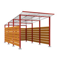 Containerüberdachung | Kapazität: 8-10x240L / 2x1100L | Purpurrot, auf Bodenplatten