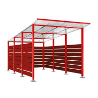 Containerüberdachung | Kapazität: 8-10x240L / 2x1100L | Verkehrsrot, auf Bodenplatten