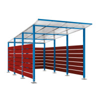 Containerüberdachung | Kapazität: 8-10x240L / 2x1100L | Enzianblau, auf Bodenplatten