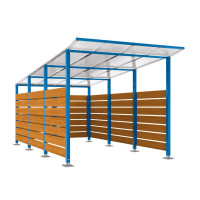 Containerüberdachung | Kapazität: 8-10x240L / 2x1100L | Enzianblau, auf Bodenplatten
