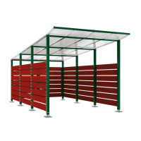 Containerüberdachung | Kapazität: 8-10x240L / 2x1100L | Moosgrün, auf Bodenplatten