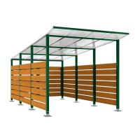 Containerüberdachung | Kapazität: 8-10x240L / 2x1100L | Moosgrün, auf Bodenplatten
