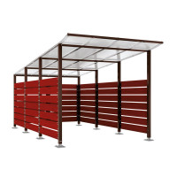 Containerüberdachung | Kapazität: 8-10x240L / 2x1100L | Schokoladenbraun, auf Bodenplatten