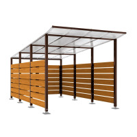 Container Shelter | Capacity: 8-10x240L / 2x1100L | Chocolate Brown, on Floor Plates.