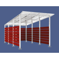 Containerüberdachung | Kapazität: 8-10x240L / 2x1100L | Reinweiß, auf Bodenplatten