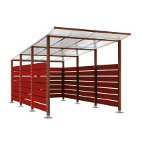 Containerüberdachung | Kapazität: 8-10x240L / 2x1100L | Rost Corten-Effekt, auf Bodenplatten
