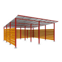 Containerüberdachung | Kapazität: 16-20x240L / 6x1100L | Purpurrot, auf Bodenplatten