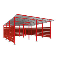 Container Shelter | Capacity: 16-20x240L / 6x1100L | Traffic Red, on Base Plates