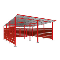 Container Shelter | Capacity: 16-20x240L / 6x1100L | Traffic Red, on Base Plates
