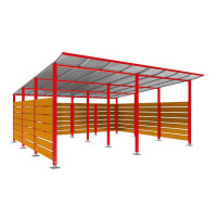 Containerüberdachung | Kapazität: 16-20x240L / 6x1100L | Verkehrsrot, auf Bodenplatten