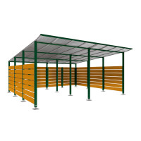 Containerüberdachung | Kapazität: 16-20x240L / 6x1100L | Moosgrün, auf Bodenplatten