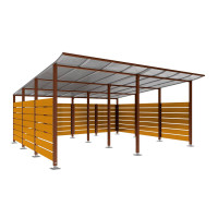 Containerüberdachung | Kapazität: 16-20x240L / 6x1100L | Rost Corten-Effekt, auf Bodenplatten