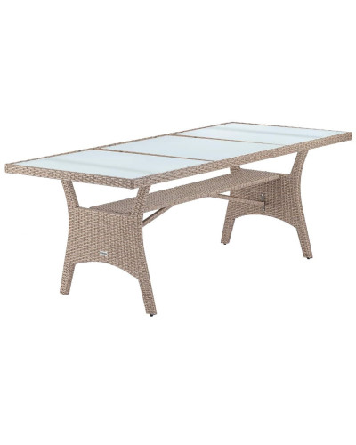 Cream Polyrattan Garden Table 190 by 90 Centimetres