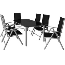 Garten-Sitzgruppe | Bern | 7-tlg. Alu & Sicherheitsglas | Silber