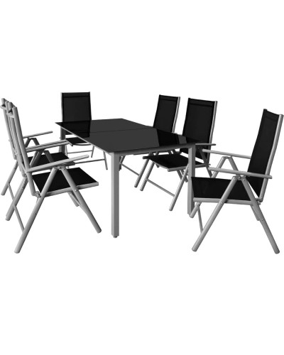 Gartenmöbel Set Alu 7-tlg. Silber Sitzgruppe Bern