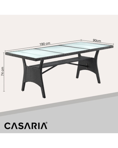 Black Polyrattan Garden Table 190 by 90 Centimetres