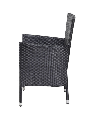 Garden Chairs Set of 4 Rattan Black Cream