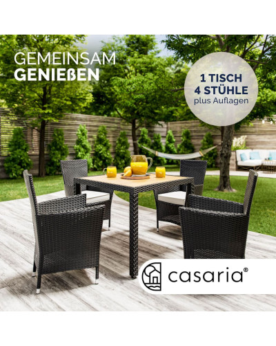 Gartenmöbel Set 5-tlg. Polyrattan Korfu Akazie