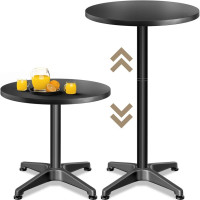 2in1 Bar Table | Alu Black Ø60cm | Adjustable | Stainless Steel Look