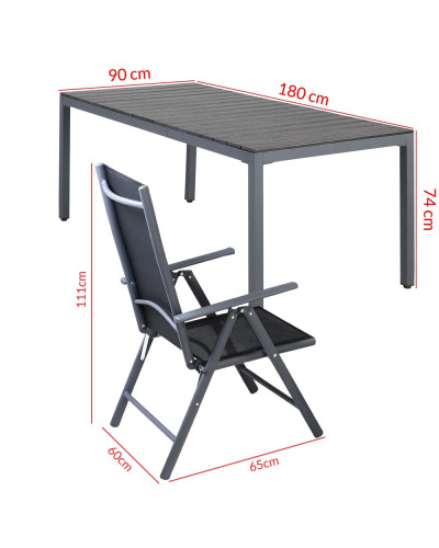 Garden Furniture Set 9-Pc. 8-Seater Alu WPC Bern