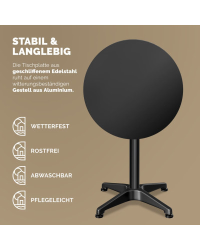 Stehtisch zwei Stück Set Aluminium Schwarz klappbar