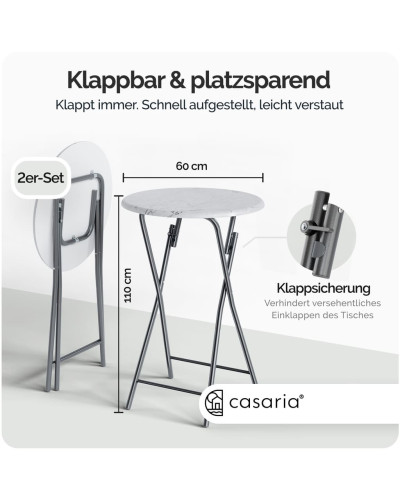 Set of two Marble Effect Folding Bar Tables