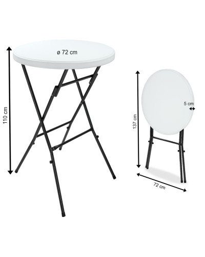 Gastro Stehtisch Kunststoff Weiß Durchmesser 72 Zentimeter