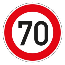 Traffic Sign VZ 274-70 | Maximum allowable speed 70 km/h
