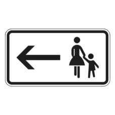 Traffic sign VZ 1000-12 | Pedestrians use opposite sidewalk, left-facing