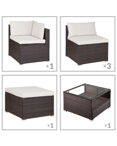 Polyrattan Ecklounge Braun 15cm Rückenpolster