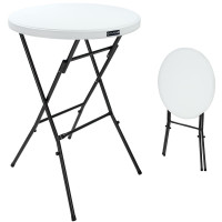 Stehtisch klappbar | Kunststoff Weiß | Ø72cm H110cm | Wetterfest