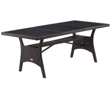 Polyrattan Gartentisch Takeo | Braun | 190x90x75cm | WPC-Platte