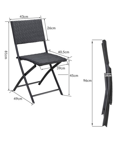 Folding Garden Chairs Rome Set of 4 Rattan