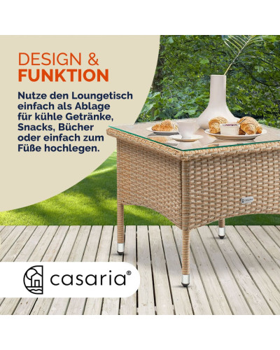 Beistelltisch Eckig Aluminium Grau-Beige 50 Zentimeter