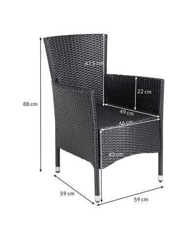 Garden Chairs Set of 4 Rattan Black Cream