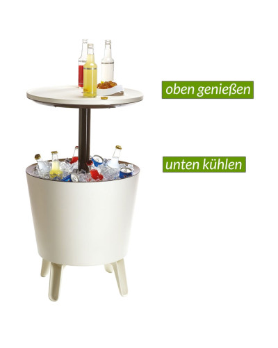 Getränkekühler Gartentisch drei in eins Weiß 50 Zentimeter