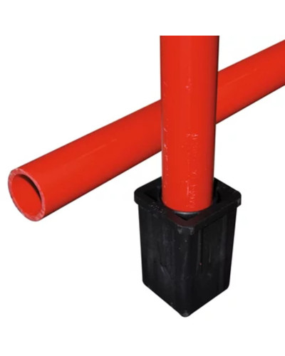 Kunststoff-Rundrohr 2,00m rot mit Rohrschuh schwarz 60x60 für Verkehrszeichen