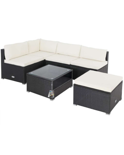 Polyrattan Ecklounge Schwarz 15cm Polster
