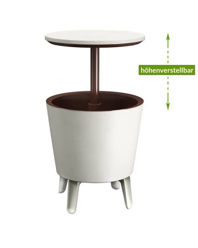 Getränkekühler Gartentisch drei in eins Weiß 50 Zentimeter