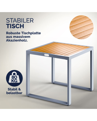 CASARIA Polyrattan Sitzgruppe Grau Akazie