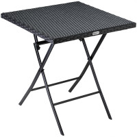 Polyrattan Klapptisch Rom | Schwarz | 75x65x65cm | Balkontisch