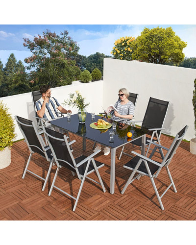 Gartenmöbel Set Alu 7-tlg. Silber Sitzgruppe Bern